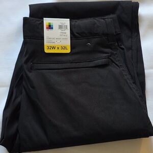 Classic Mens Black Comfort Waist Chino Pants 32X32